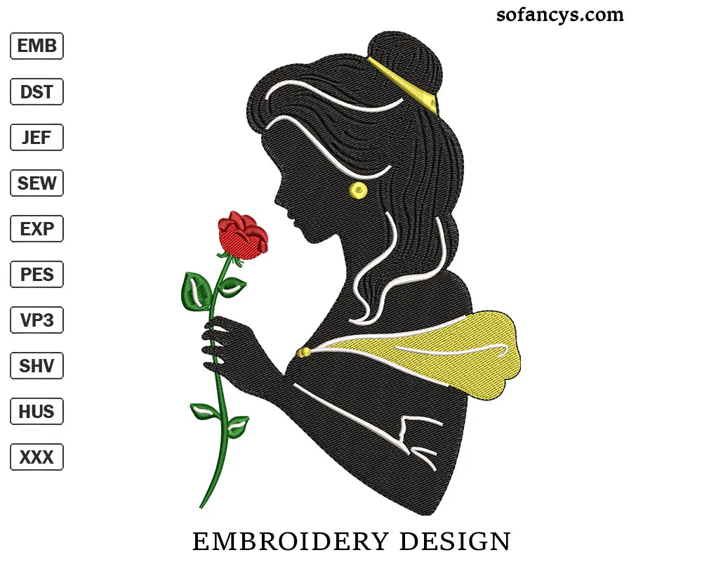 Beauty Princess Silhouette Embroidery