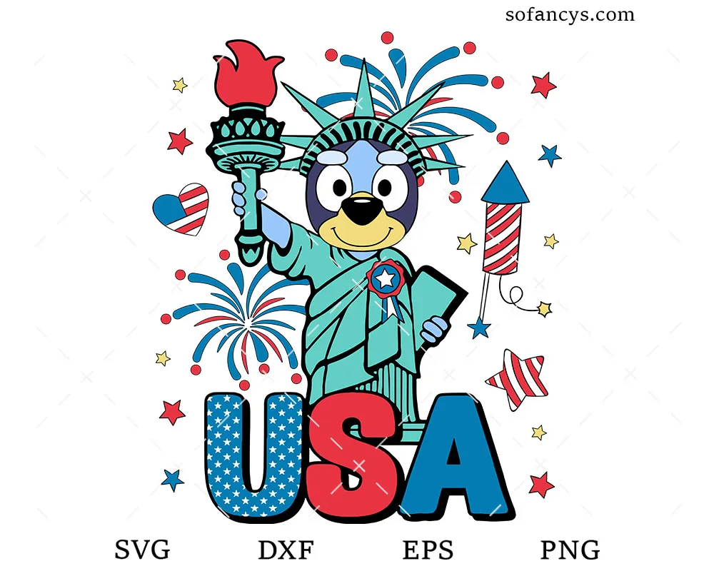 Bluey USA Statue of Liberty SVG