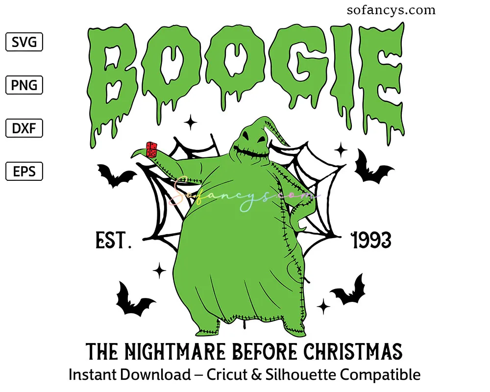 Boogie Nightmare Before Christmas SVG, 1993 Horror Villain Art