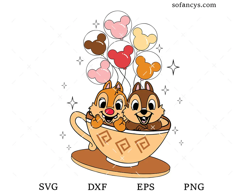 Chip and Dale Tea Cup Ride SVG