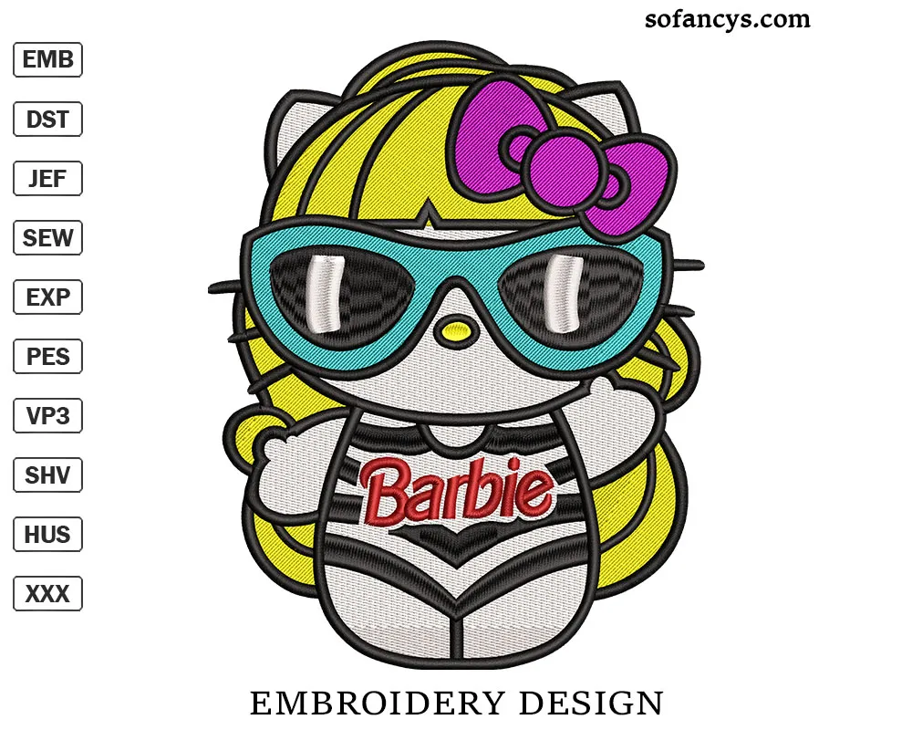 Hello Kitty Barbie Embroidery Design