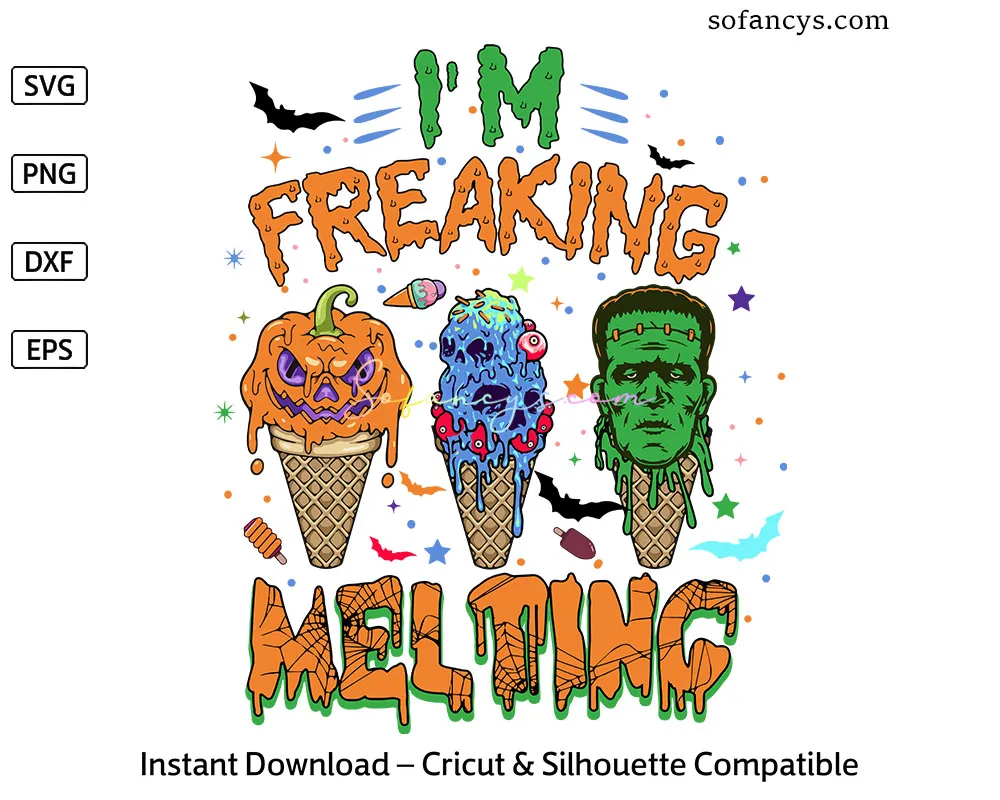 I’m Freaking Melting SVG – Funny Halloween Ice Cream Design