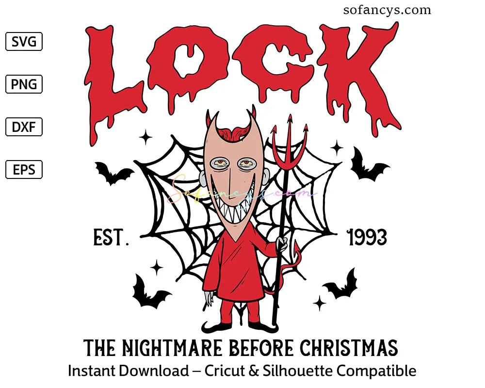 Lock Nightmare Before Christmas SVG, 1993 Horror Villain Art