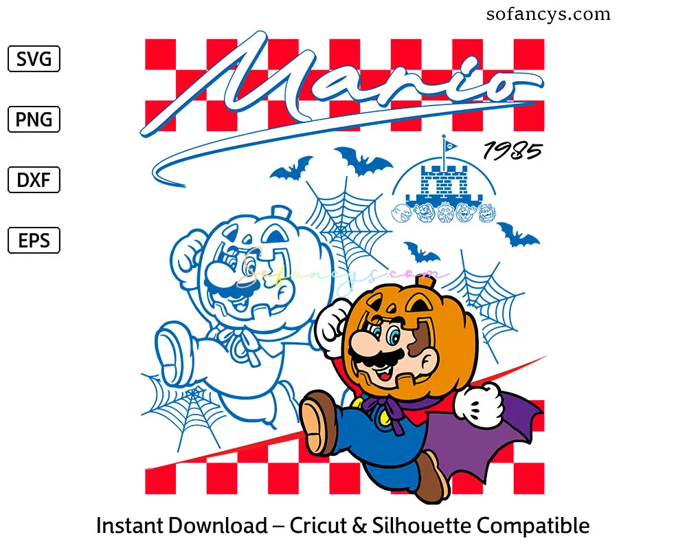 Mario Pumpkin Halloween SVG - Game Character Design File