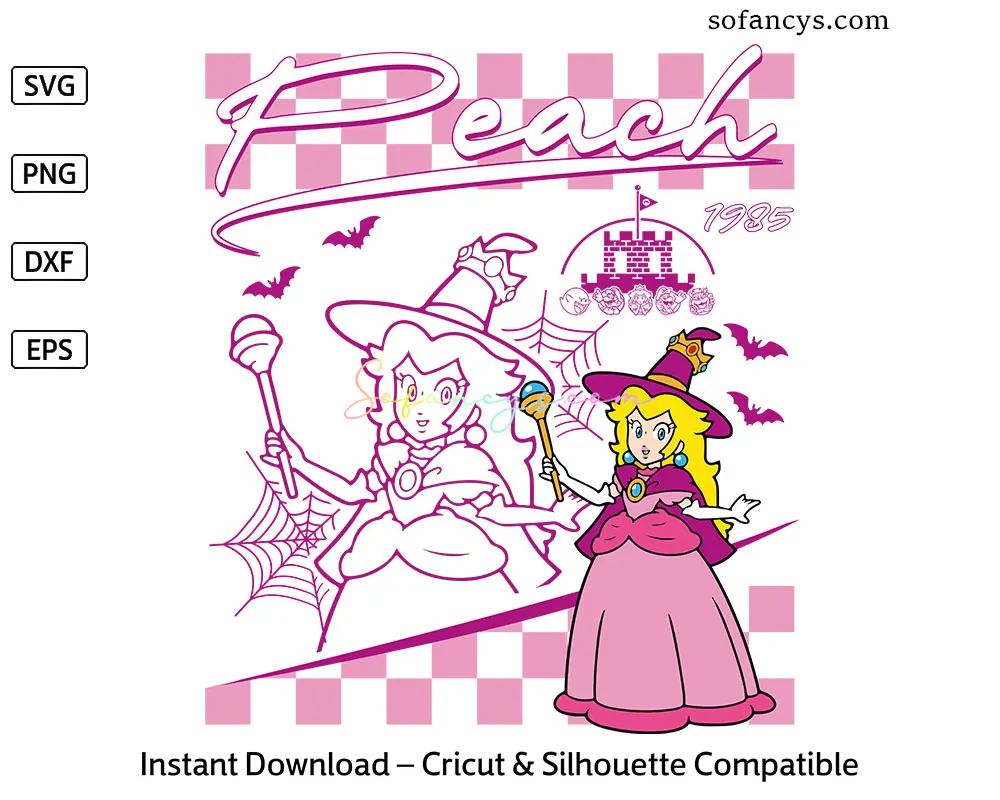 Princess Peach Halloween SVG - Game Character Design File