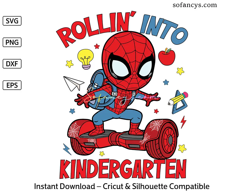 Rollin’ Into Kindergarten SVG – Spiderman Back to School Design