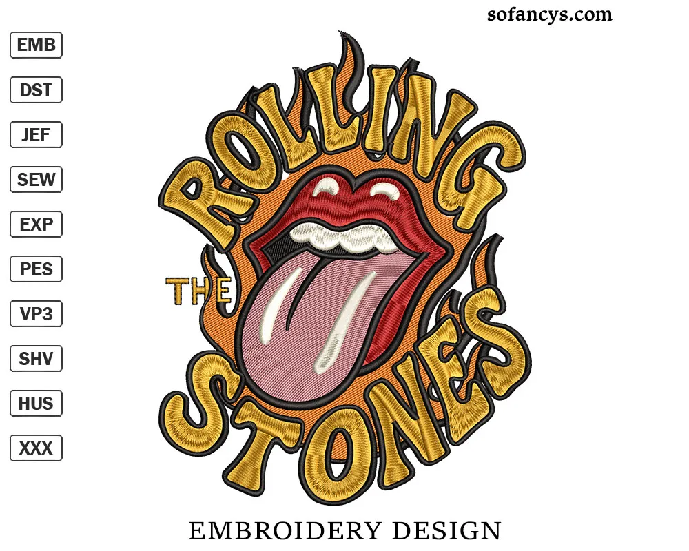 Rolling Stones Tongue Embroidery Design