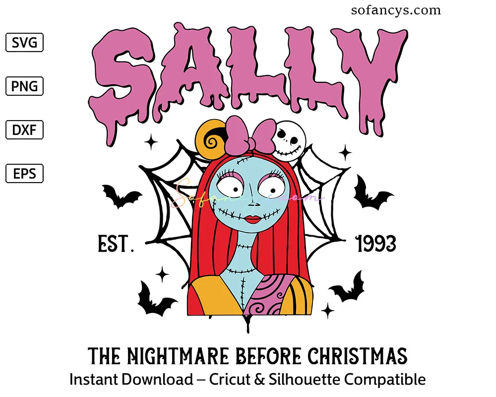 Sally Nightmare Before Christmas SVG, 1993 Horror Villain Art