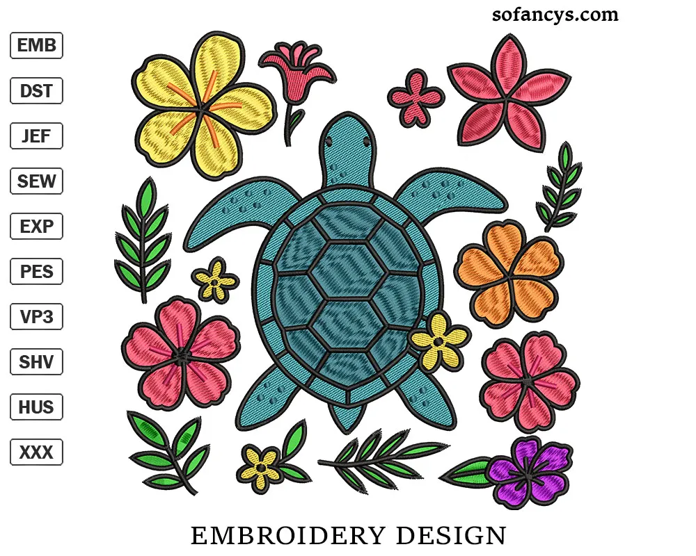 Sea Turtle Embroidery Design