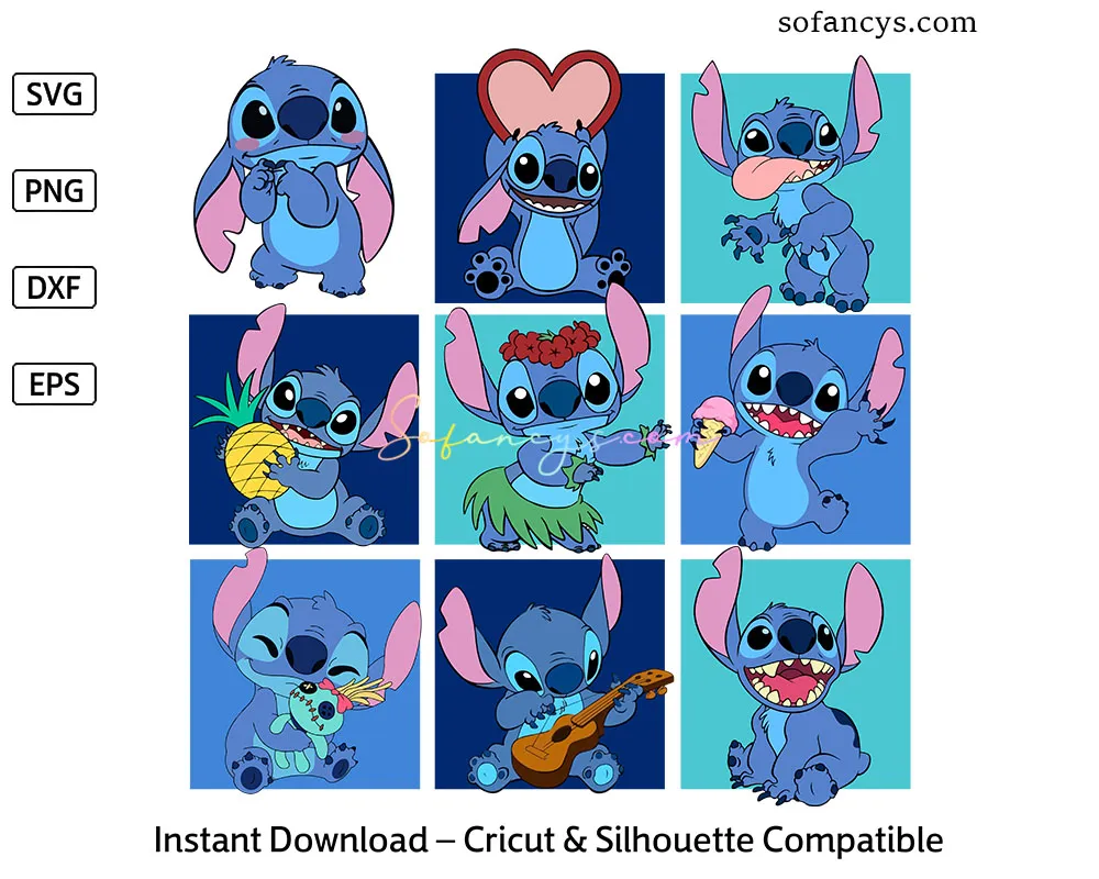 Stitch Character SVG Bundle – Disney Ohana Cricut File