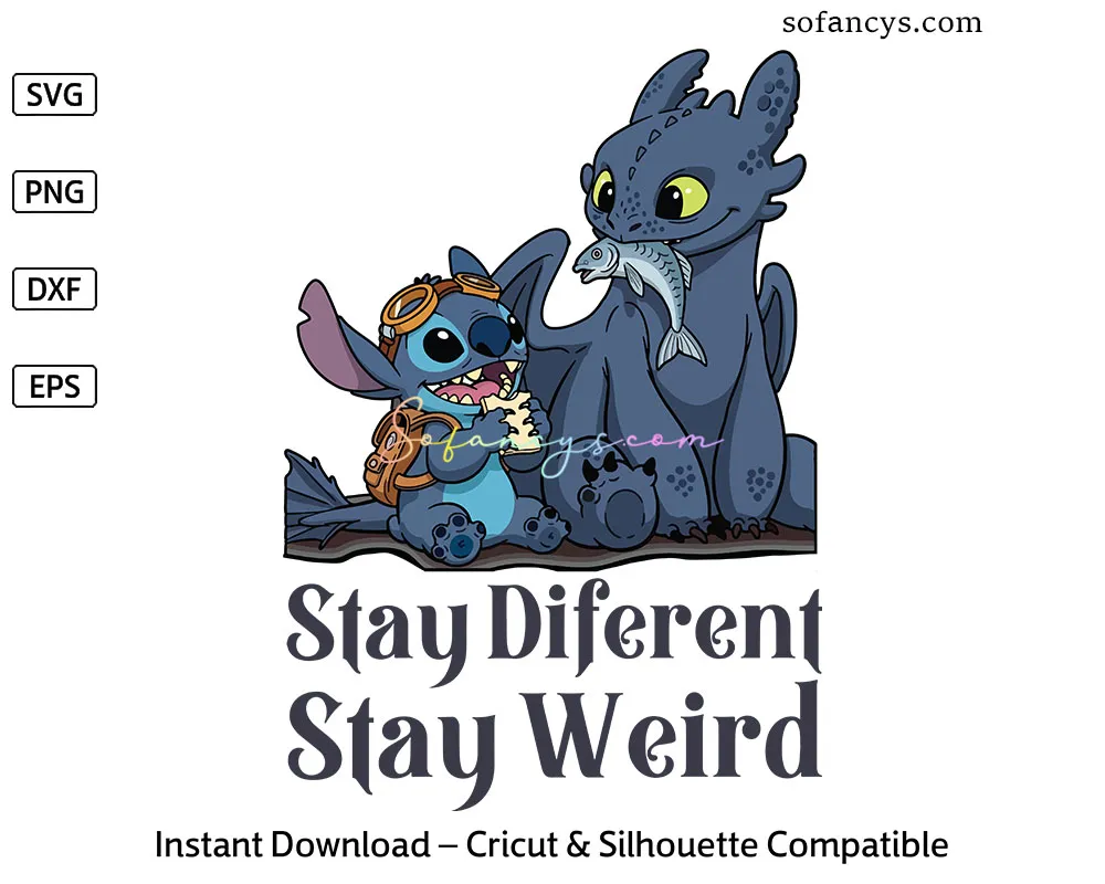 Stitch and Toothless SVG – Stay Different Stay Weird Design