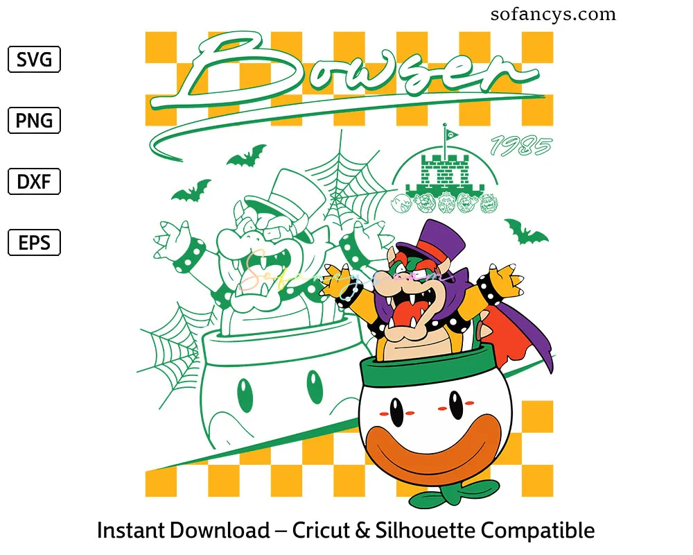 Super Mario Bowser Halloween SVG - Game Character Design File