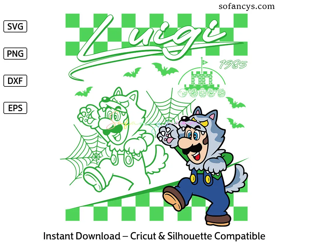 Super Mario Luigi Halloween SVG - Game Character Design File