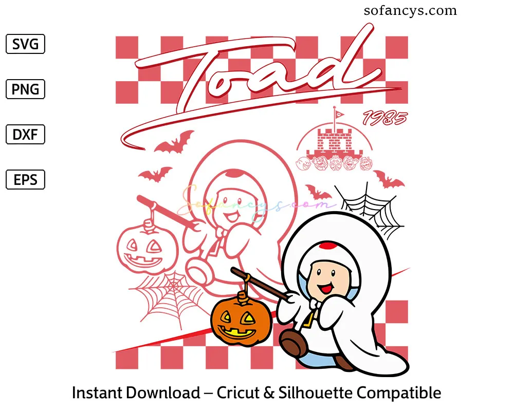 Super Mario Toad Halloween SVG - Game Character Design File