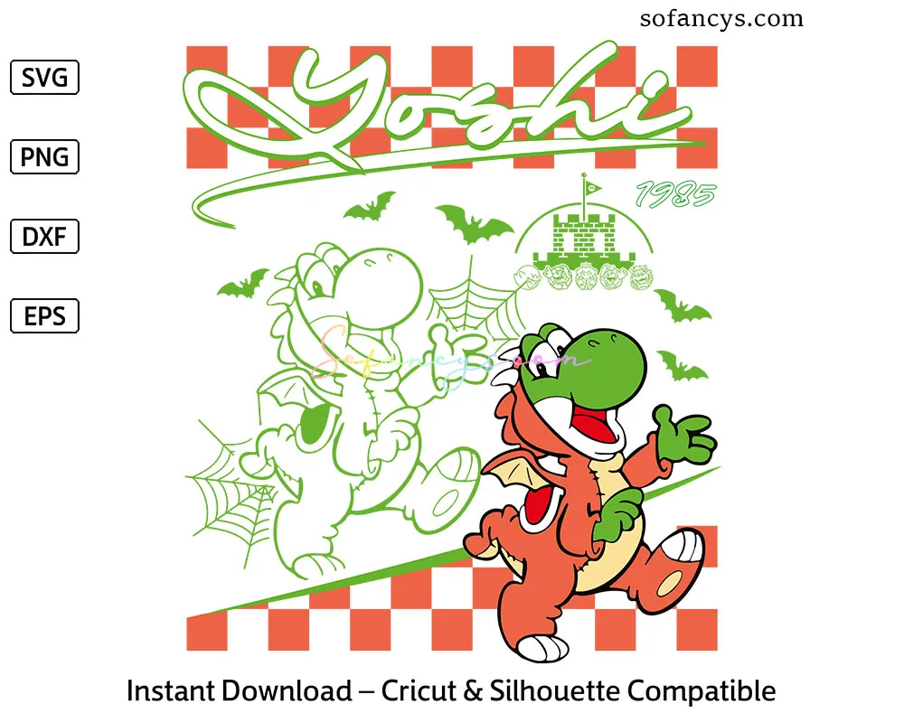 Super Mario Yoshi Halloween SVG - Game Character Design File