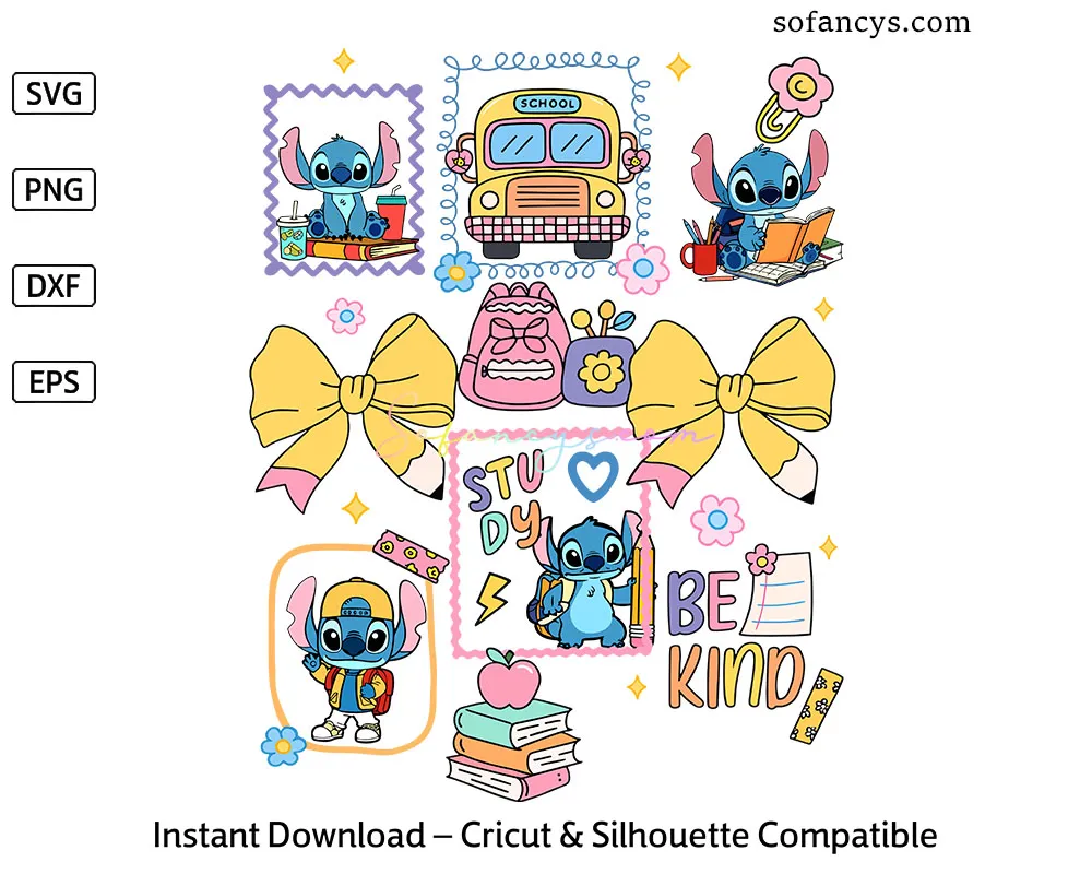 Back To School Stitch SVG - Funny Alien Classroom Design