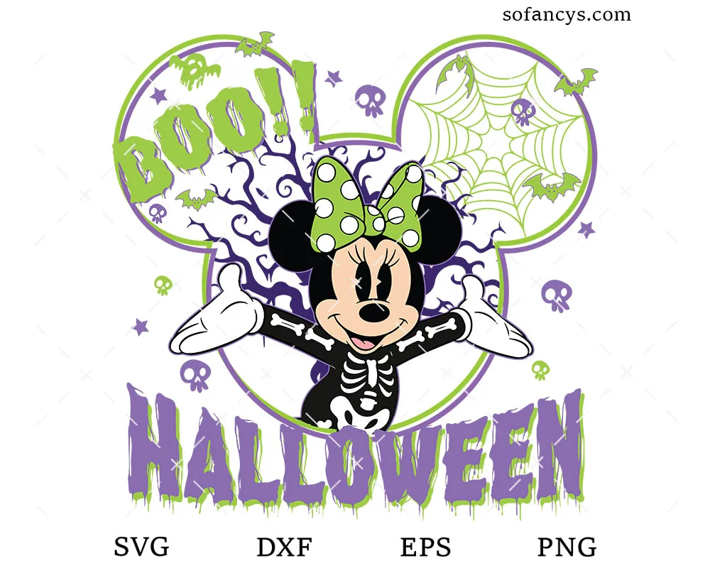 Boo Minnie Halloween SVG