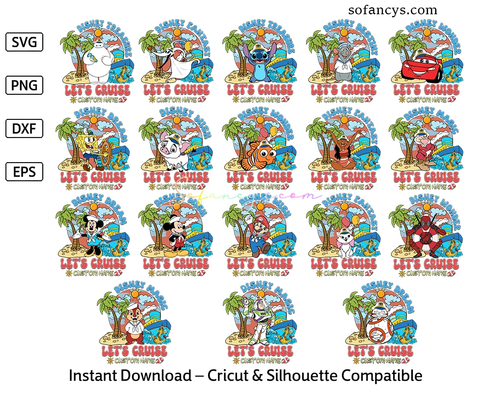 Disney Cruise SVG Bundle - Custom Name Let's Cruise Designs