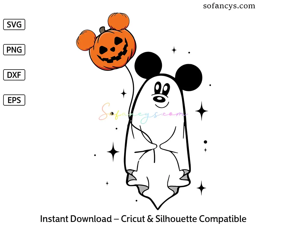 Disney Mickey Ghost SVG – Halloween Pumpkin Balloon Cut File