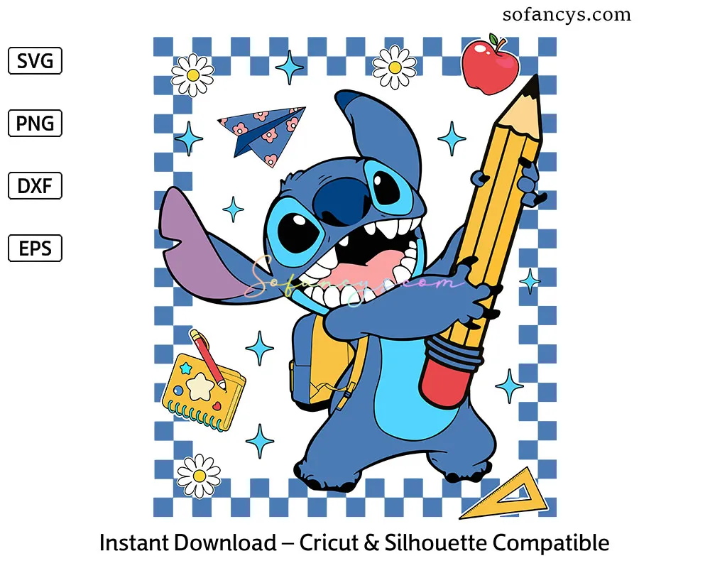 Funny Stitch Back to School SVG – Stitch Character with Pencil