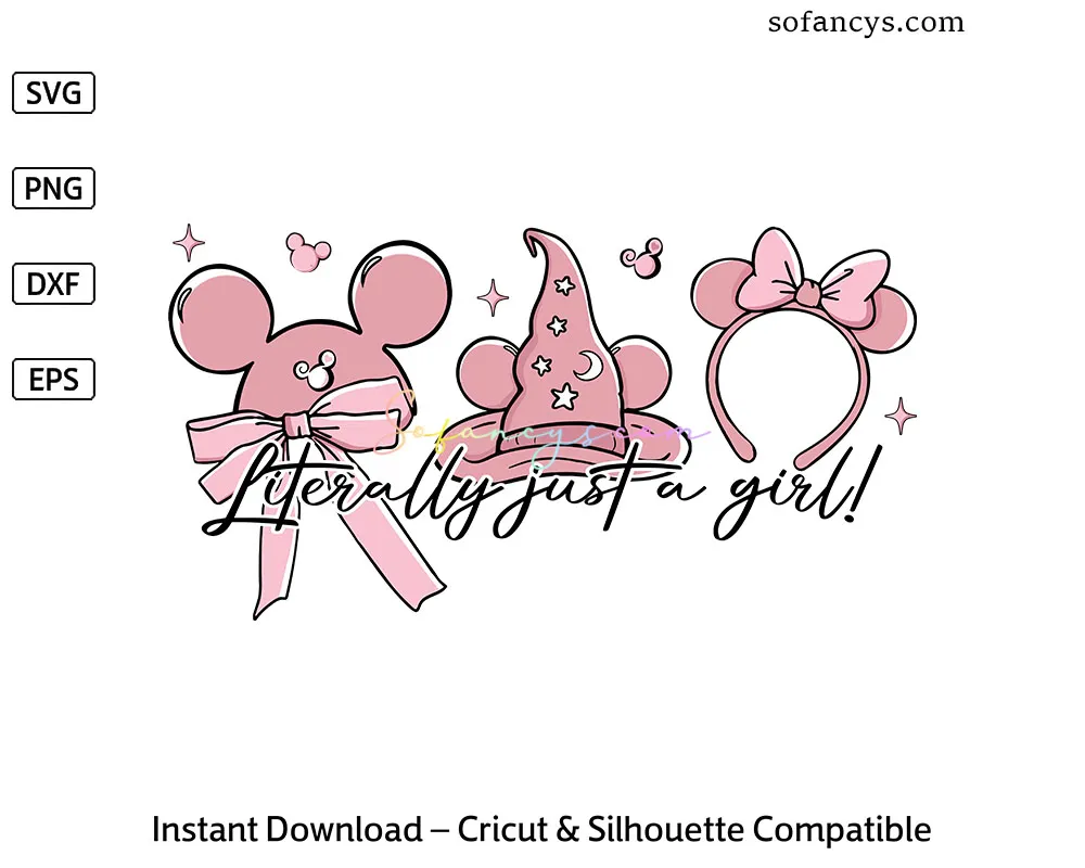 Just a Girl Disney SVG – Kawaii Mouse Ears Headband Clipart