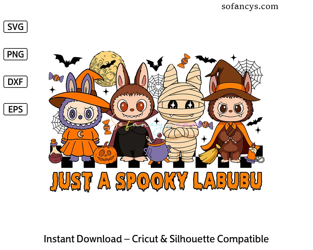 Just a Spooky Labubu SVG – Halloween Cute Character Design