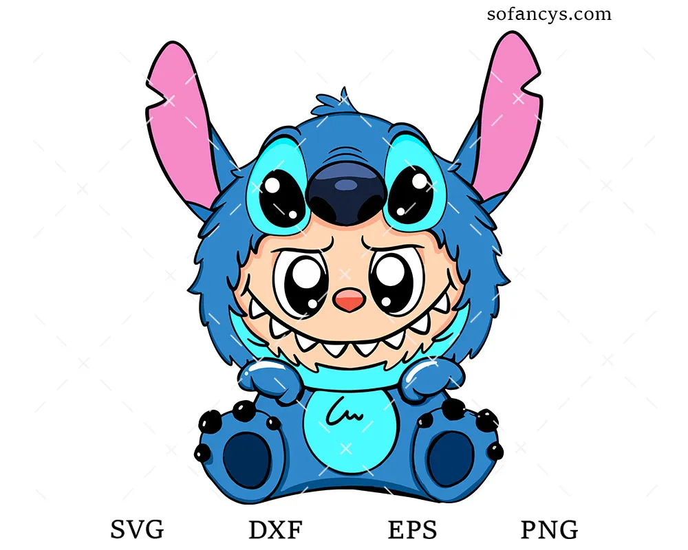 Labubu Dressed as Stitch SVG