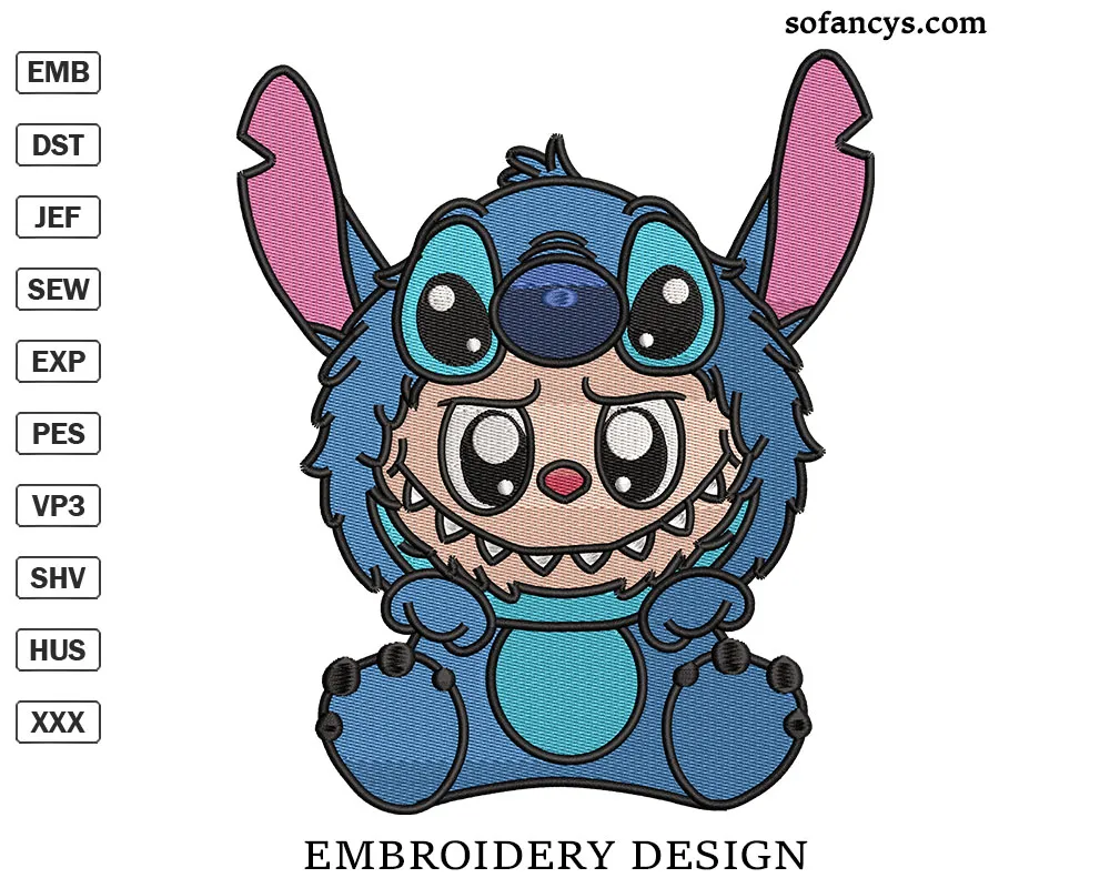 Labubu Stitch Embroidery Design