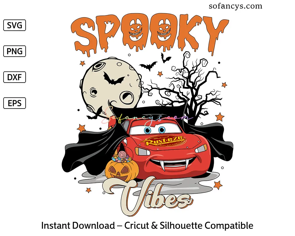 Lightning Car Halloween SVG – Vampire Car Cartoon Design