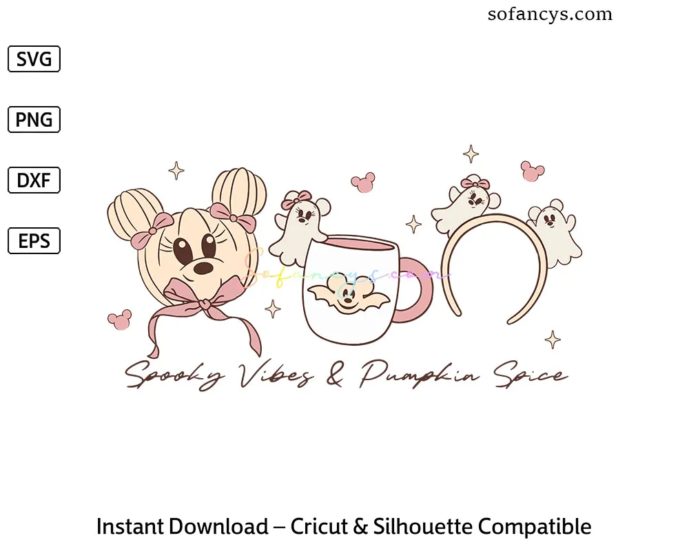 Magical Minnie Pumpkin SVG - Spooky Vibes Pumpkin Spice File