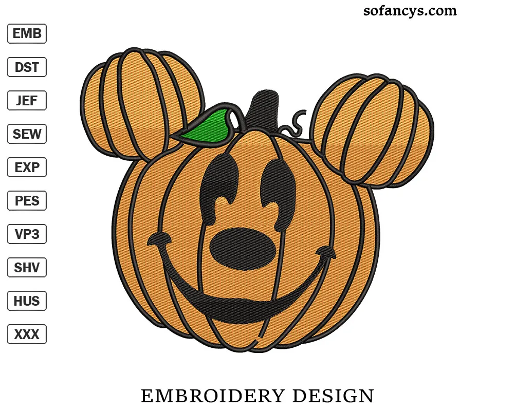 Mickey Pumpkin Embroidery Design