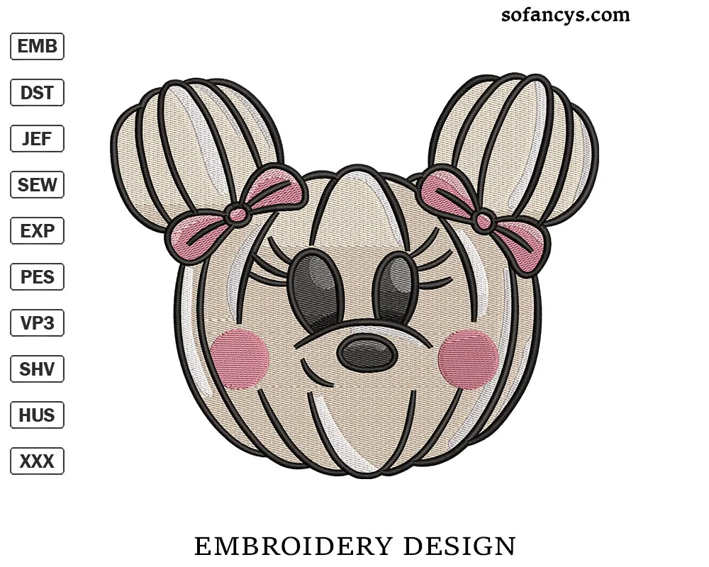Minnie Pumpkin Embroidery Design