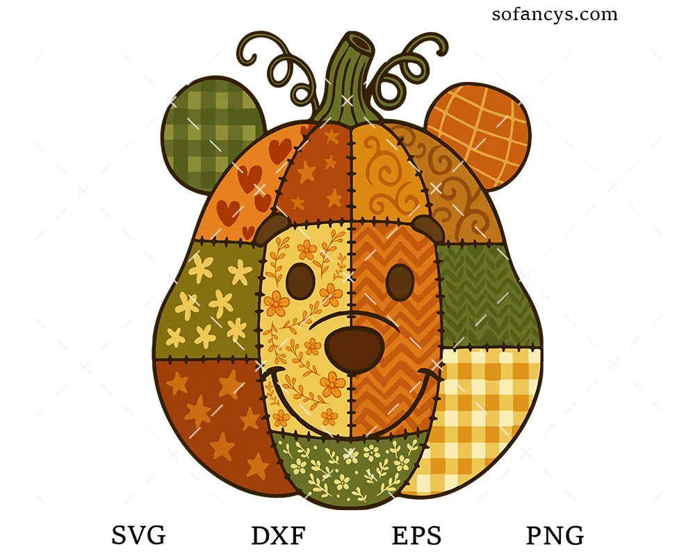 Patchwork Pumpkin Pooh SVG