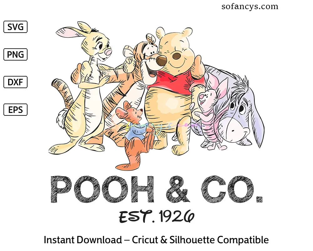 Pooh And Co SVG - Classic Winnie the Pooh Friends Design
