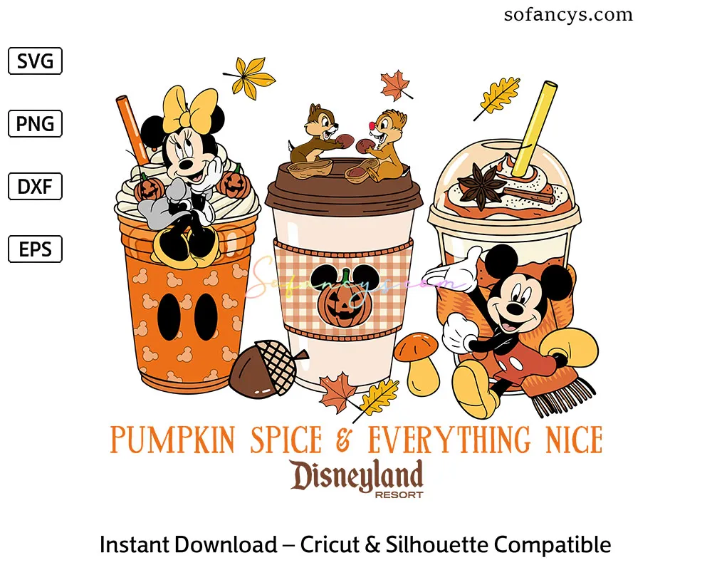 Pumpkin Spice Disney SVG – Mickey Minnie Fall Drinks Clipart
