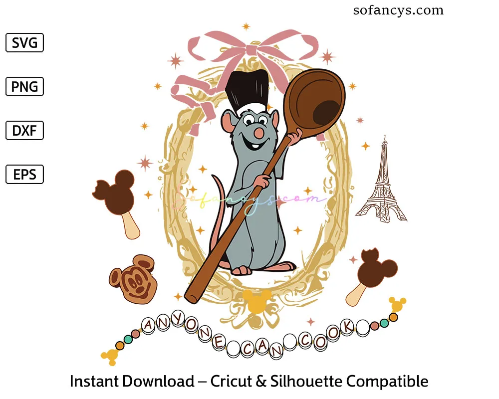 Remy Anyone Can Cook SVG – Ratatouille Paris Chef Design