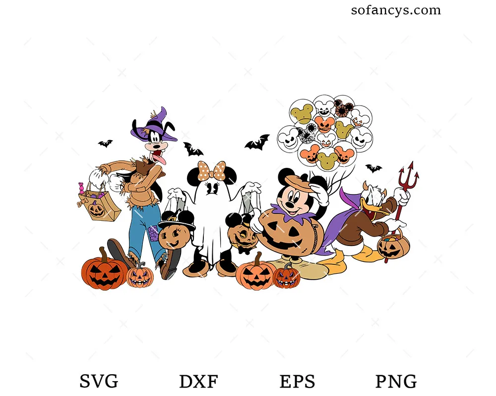 Retro Disney Halloween Characters SVG