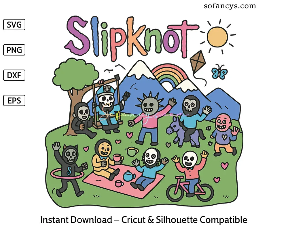 Slipknot Cute Picnic SVG – Funny Cartoon Rock Band Digital File