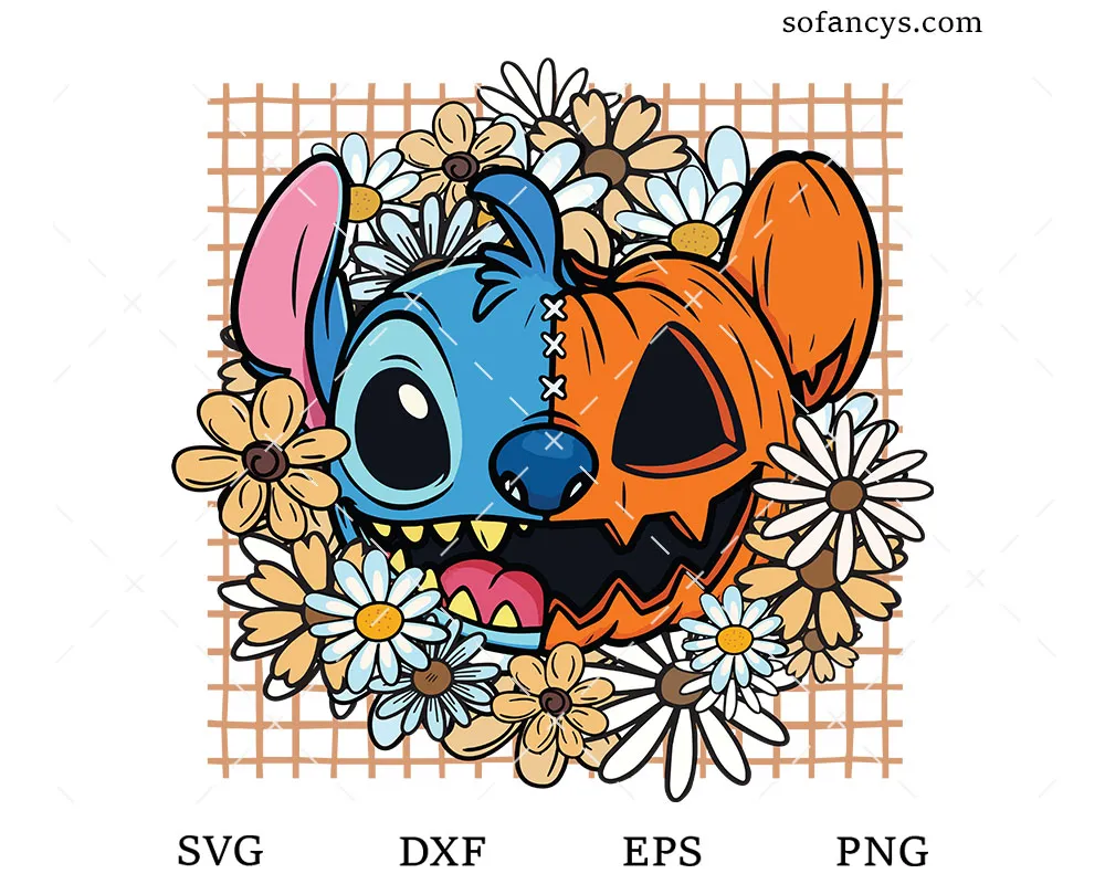 Stitch Pumpkin Face SVG