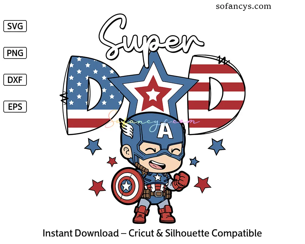 Captain America Super Dad SVG - Avengers Father Hero Design