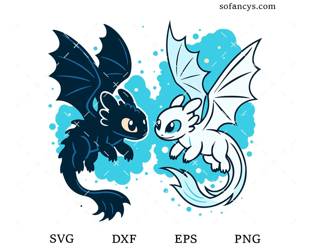 Toothless and Light Fury SVG