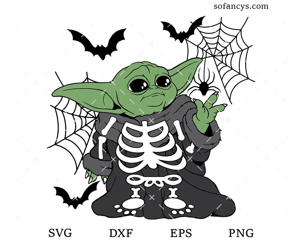 Baby Yoda Skeleton SVG