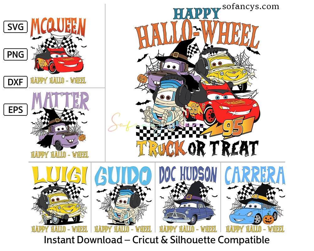 Disney Cars Halloween SVG Bundle – Lightning Front Back Design