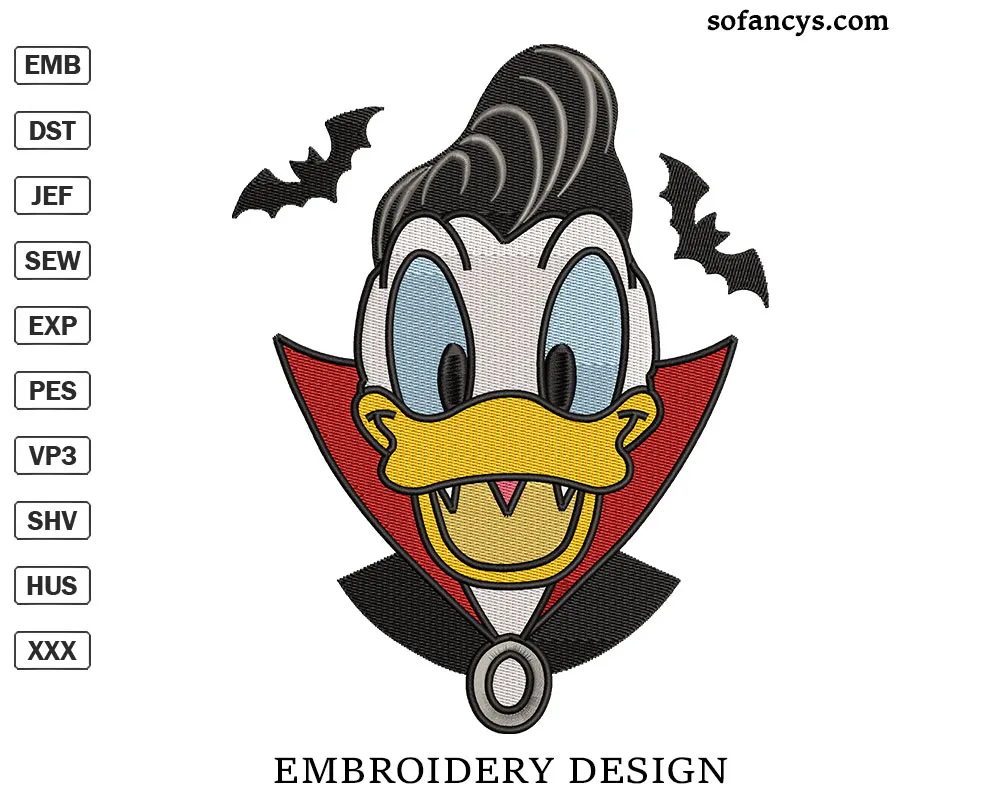 Donald Dracula Embroidery Design