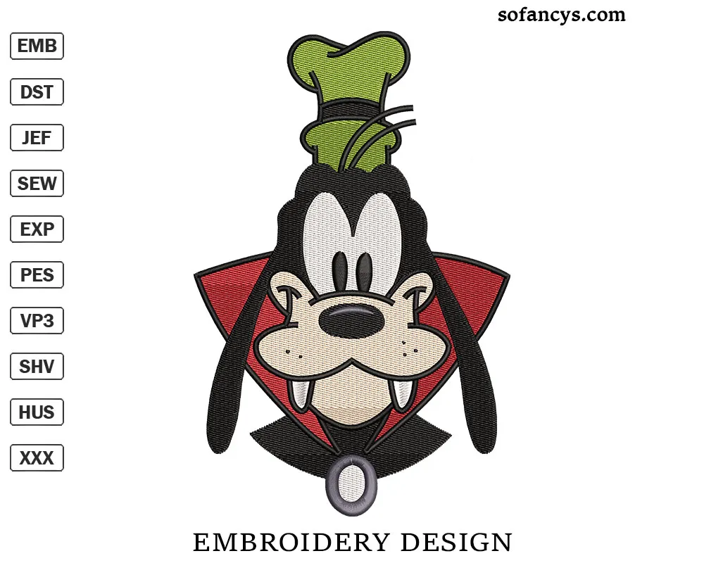 Goofy Dracula Embroidery Design