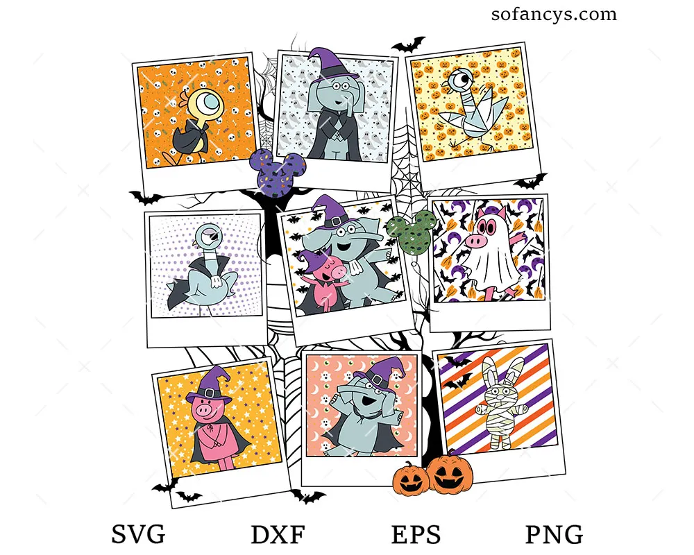 Halloween Elephant and Piggie SVG