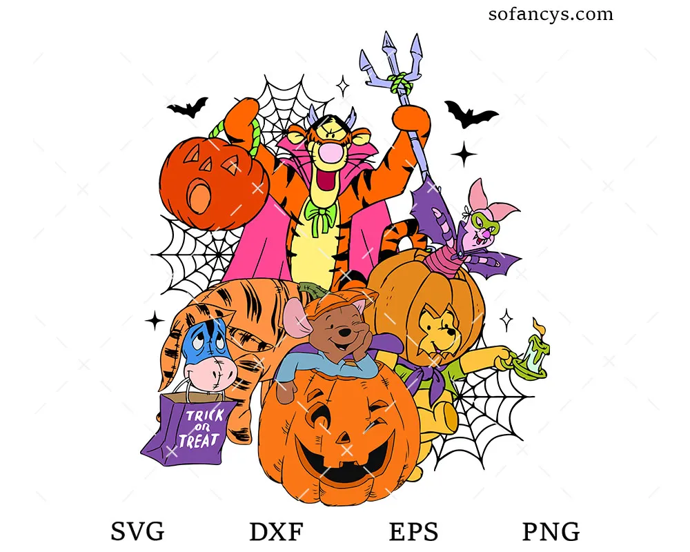 Halloween Pooh and Friends SVG