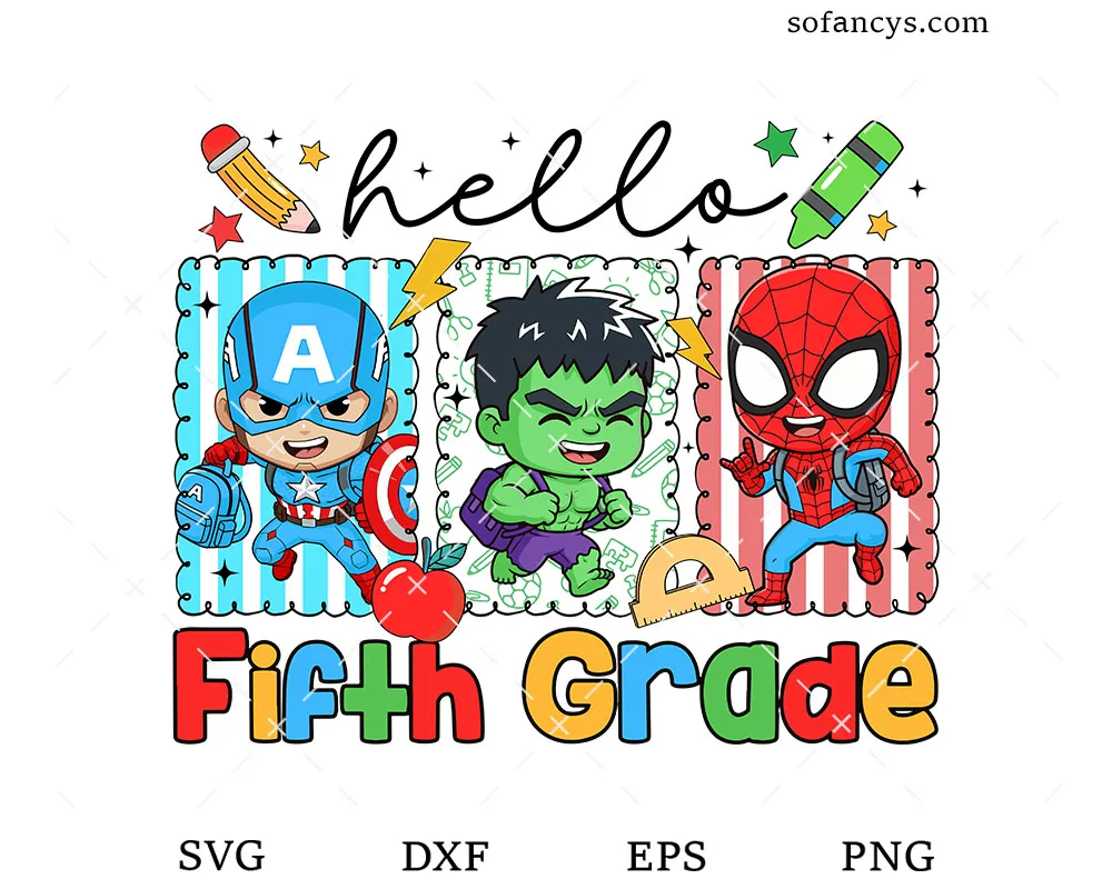 Hello Fifth Grade Superhero SVG