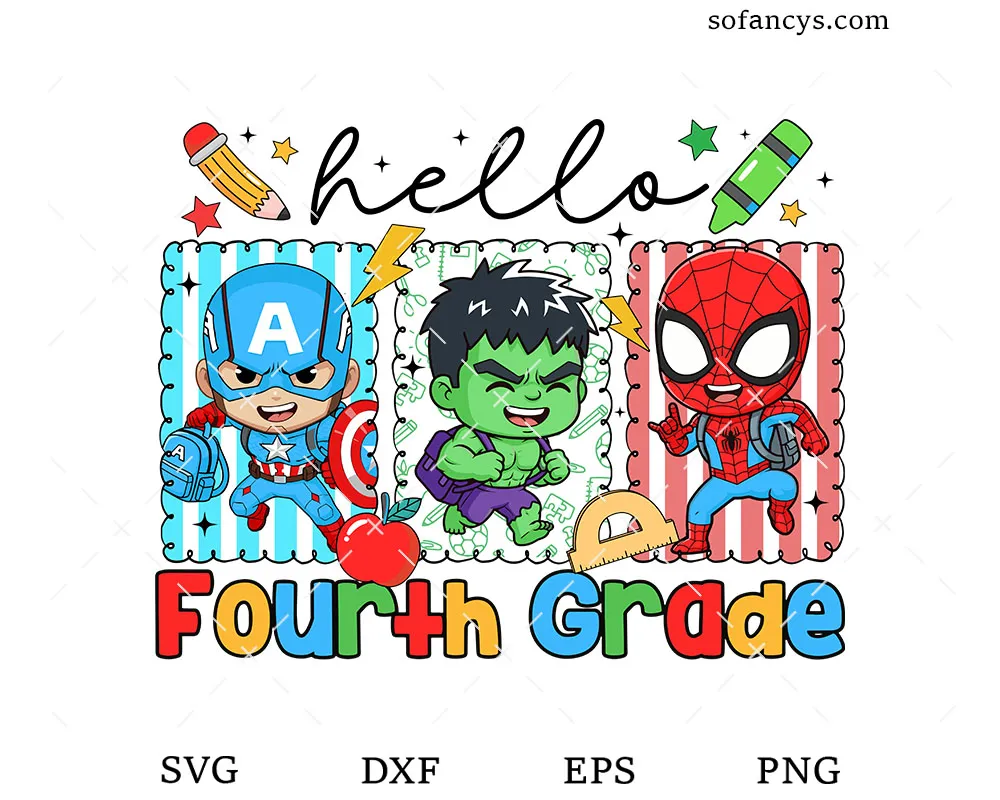 Hello Fourth Grade Superhero SVG