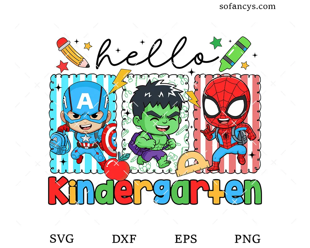 Hello Kindergarten Superhero SVG